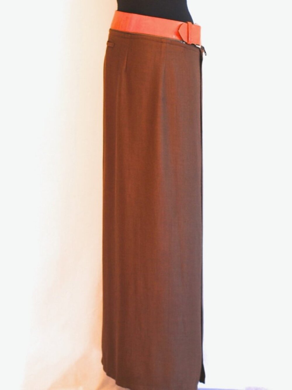 Jean Paul Gaultier Bronze Maxi Skirt With Zippered Leather Belt - Italy - Picture 2 of 5